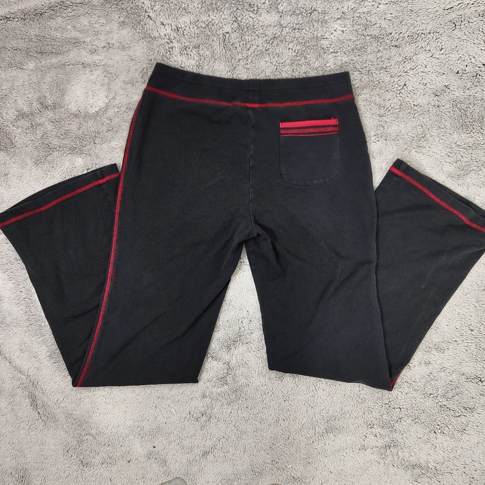 LA Blues Black And Red Contrast Stitch Y2K 2000s Flared Yoga Pants Large